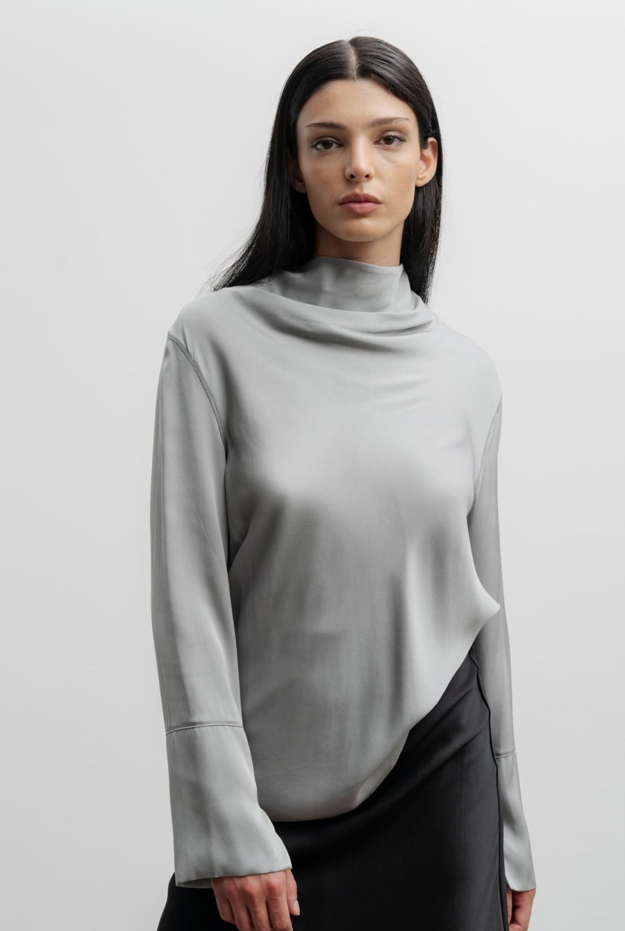 Tops Shirts Ahlvar Gallery Ayumi Silk Blouse Silver